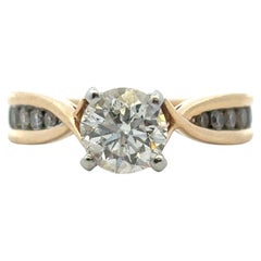 14k Yellow Gold approx. 0.90ctw Natural Round Diamond Engagement Ring