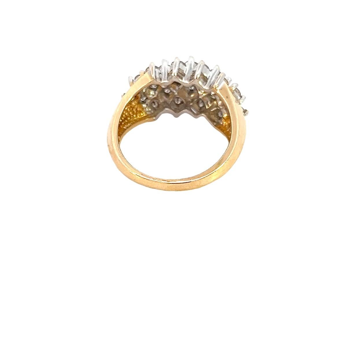 Women's or Men's 14K Yellow Gold Apx 1 1/2 CTW Round Diamond Fashion Ring sz 7 For Sale