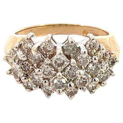 14K Yellow Gold Apx 1 1/2 CTW Round Diamond Fashion Ring sz 7 For Sale