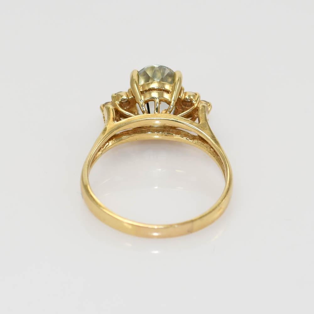 Women's 14K Yellow Gold Aquamarine and Diamond Ring, 3.6gr