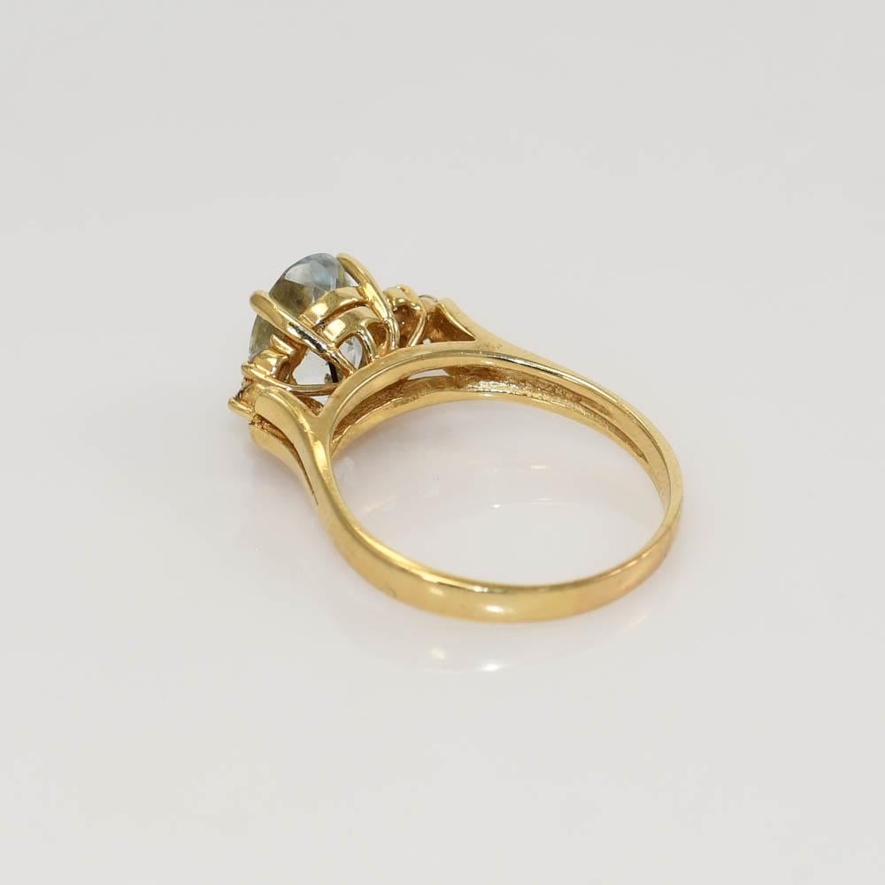 14K Yellow Gold Aquamarine and Diamond Ring, 3.6gr 2