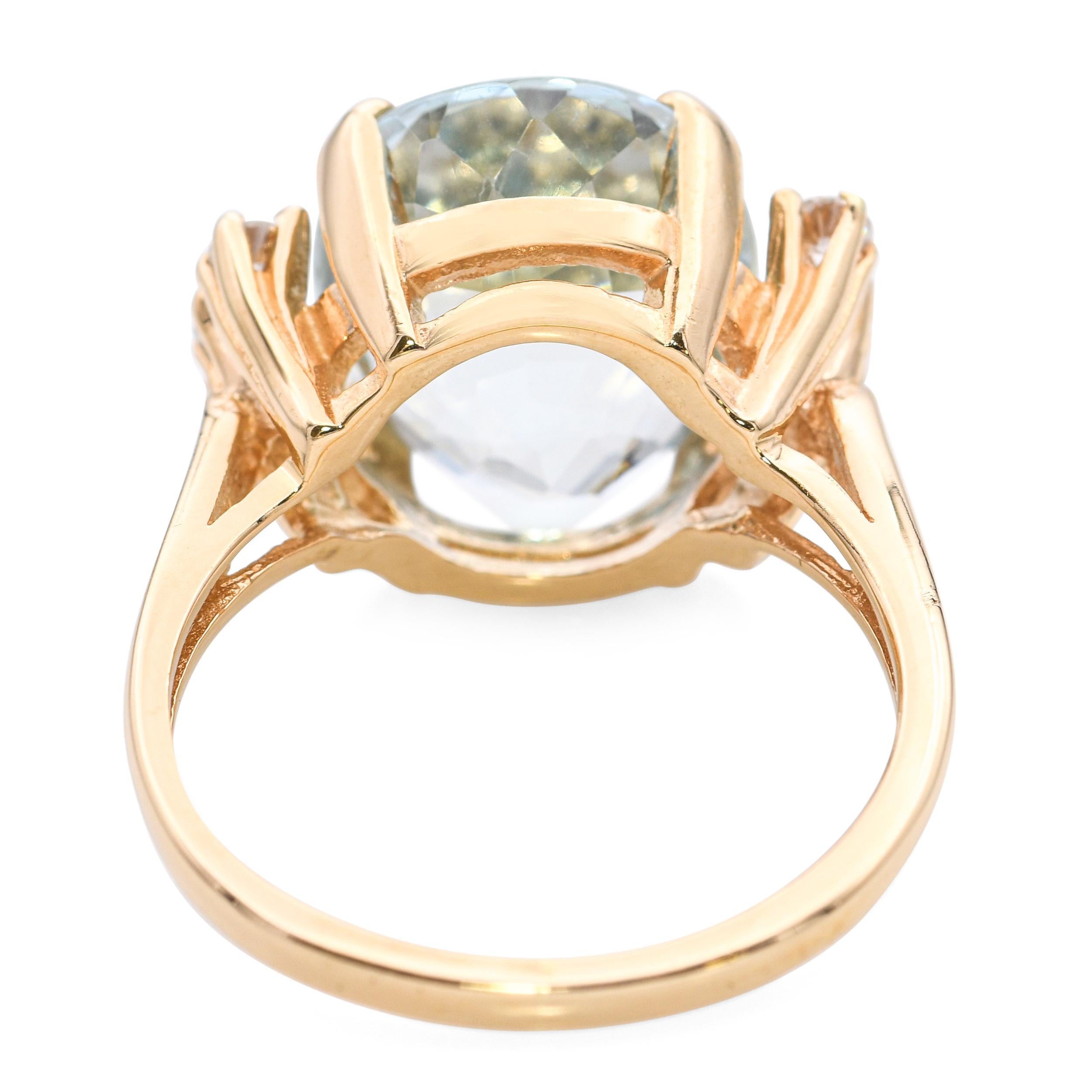 Bague en or jaune 14k aigue-marine et diamant Pour femmes en vente
