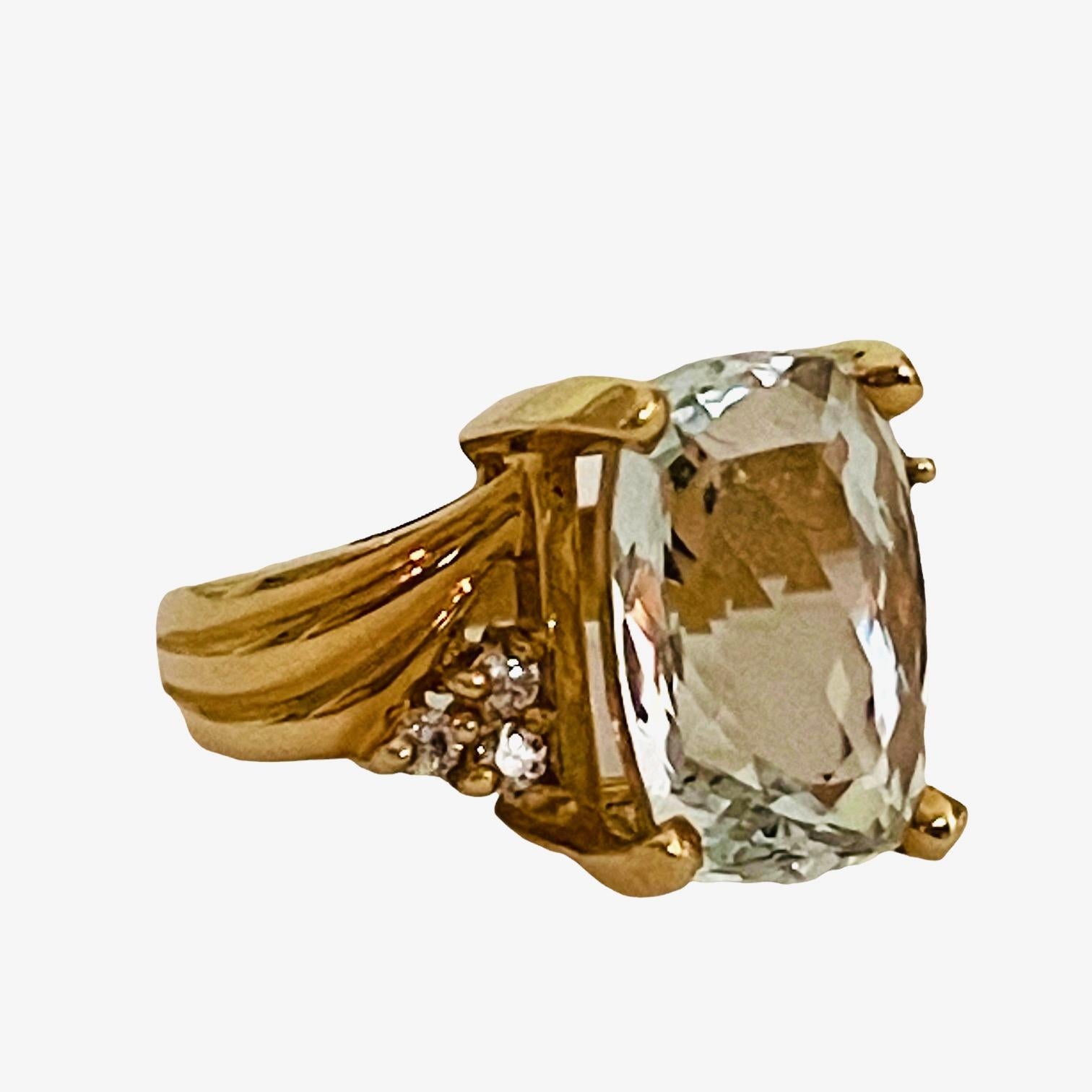 14K Yellow Gold Aquamarine And Diamond Ring with Appraisal 1