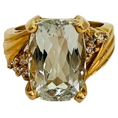 14K Yellow Gold Aquamarine And Diamond Ring with Appraisal