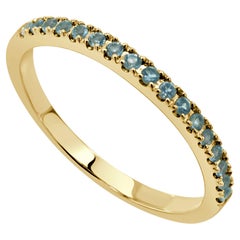 14K Yellow Gold Aquamarine Half-Way Around Band for Her