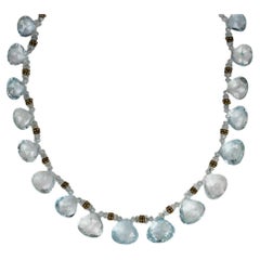 14K Yellow Gold Aquamarine Necklace 16"