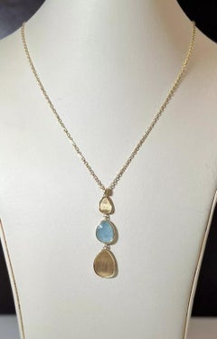 14K Yellow Gold Aquamarine Pendant Necklace