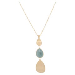 14K Yellow Gold Aquamarine Pendant Necklace