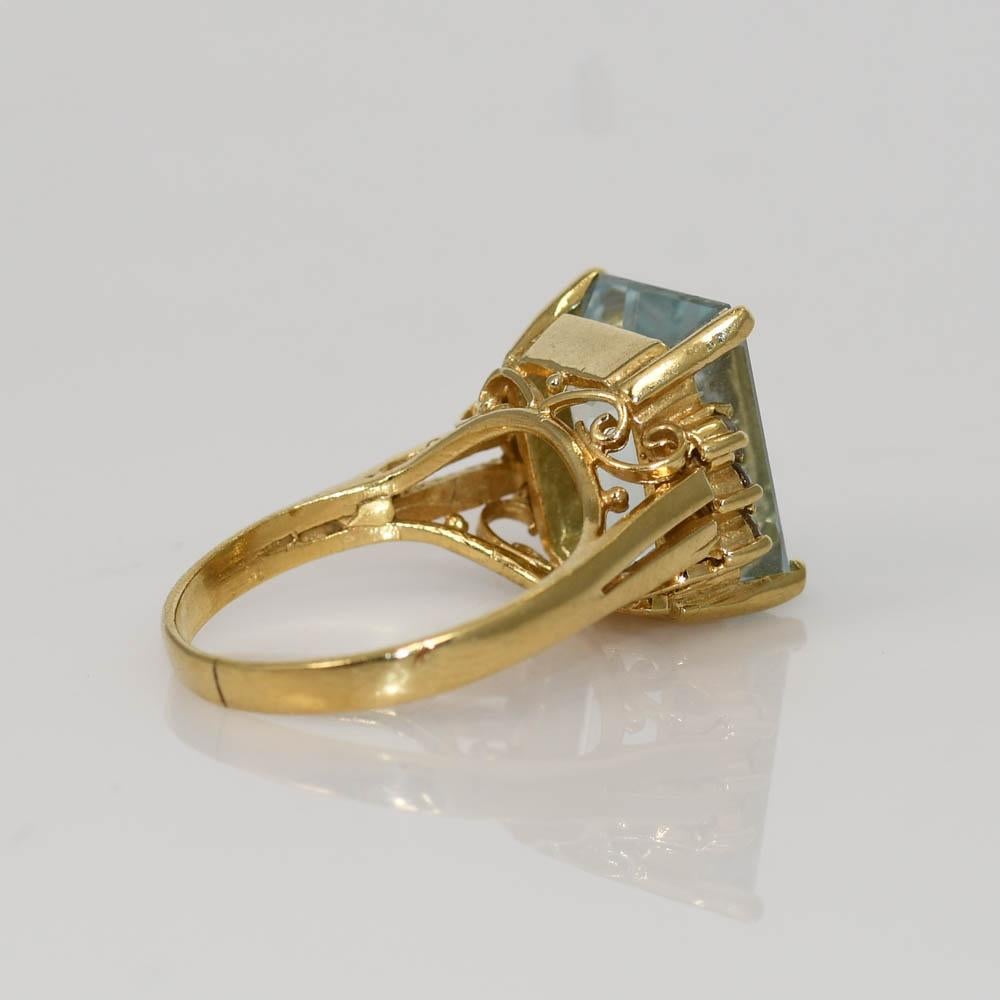 Women's 14k Yellow Gold Aquamarine Ring, 5 Carat, 4.5g