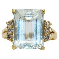 14k Yellow Gold Aquamarine Ring, 5 Carat, 4.5g