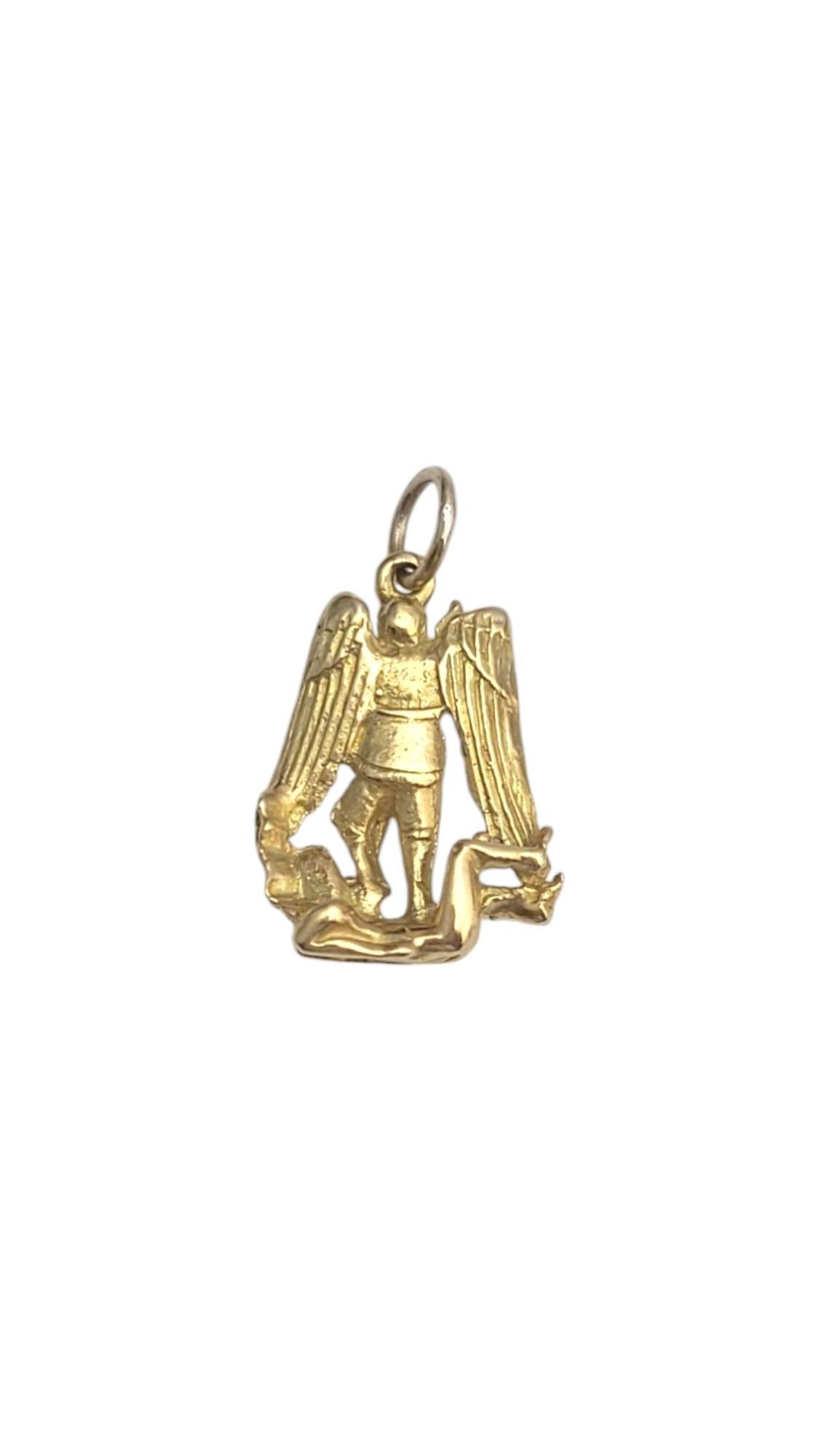 14K Yellow Gold Archangel Raphael Charm

This meticulously detailed depiction of the Archangel Raphael standing with his sword and shield in 14 karat yellow gold.

14K tested.

Weight: 3.45 g / 2.21 dwt.

Overall Dimension: 17.79 mm X 12.38 mm X