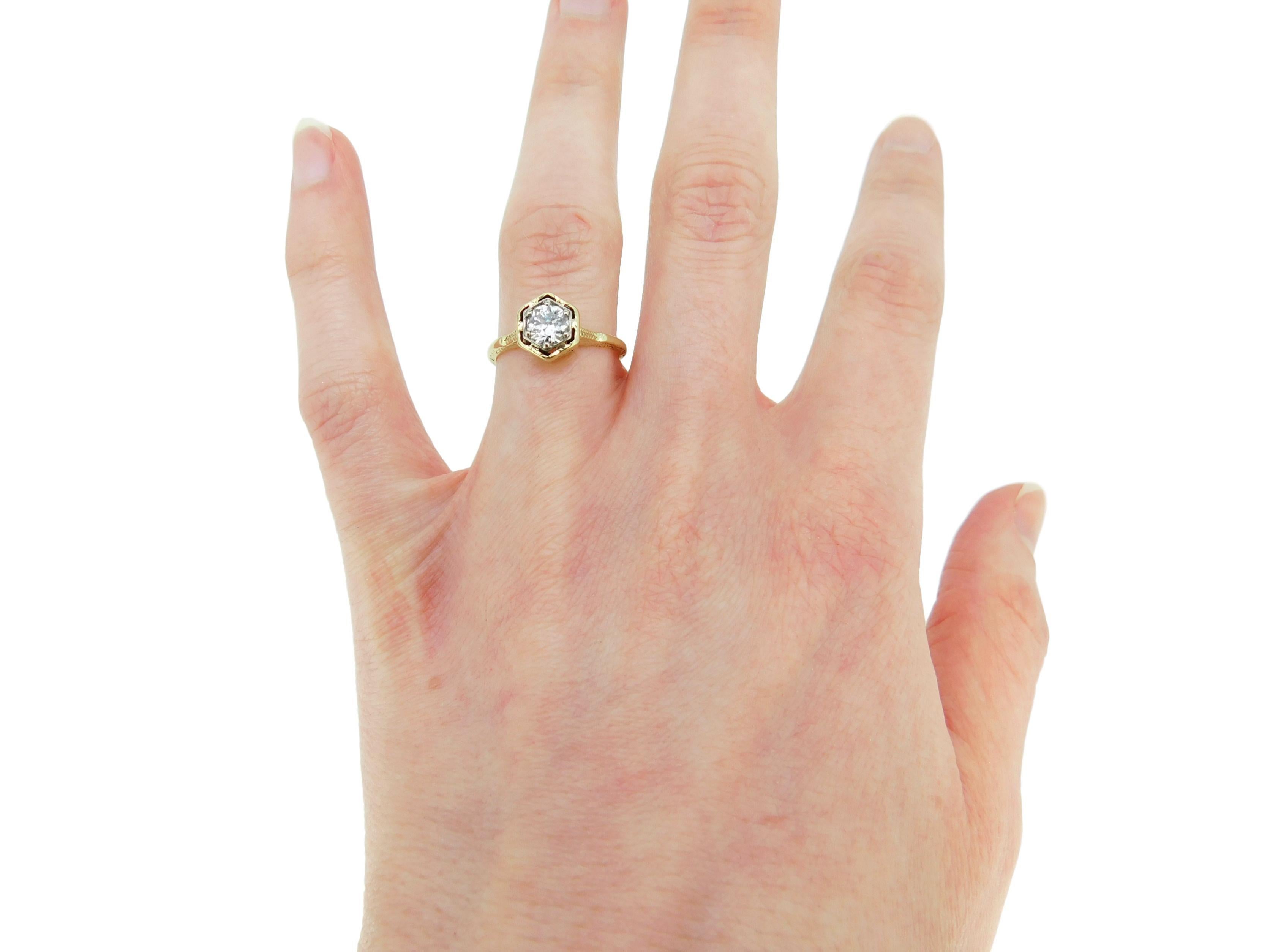 Women's 14k Yellow Gold Art Deco 1/2ct Genuine Natural Diamond Ring '#J4629'