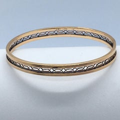14k Yellow Gold Art Deco Handmade Filigree Bangle Bracelet American circa 1930s