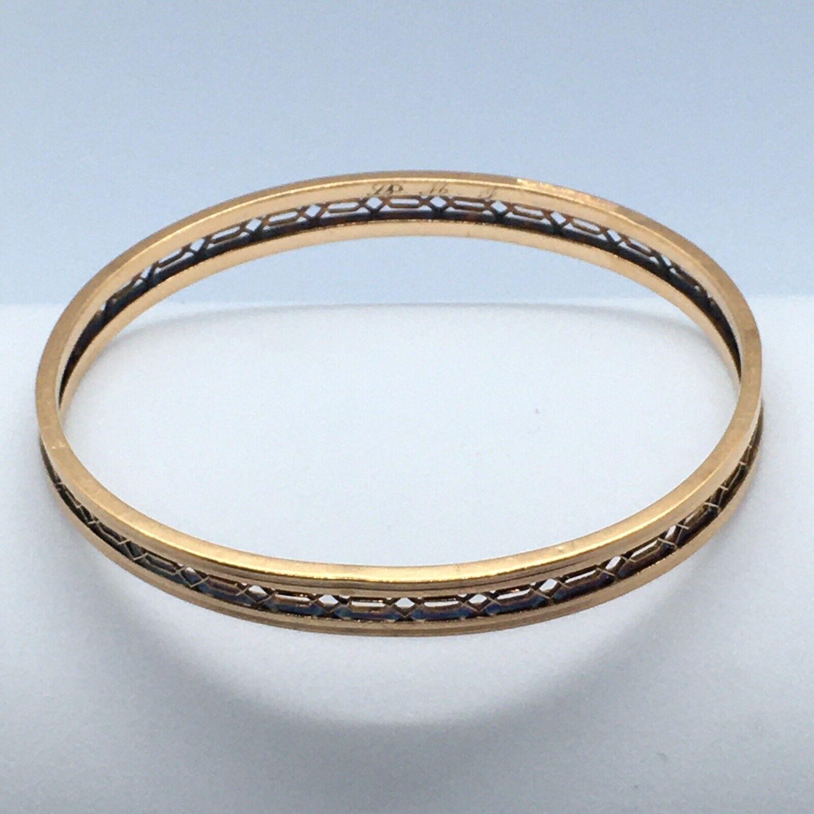 14k Yellow Gold Art Deco Handmade Filigree Bangle Bracelet American circa 1930s In Good Condition For Sale In Santa Monica, CA