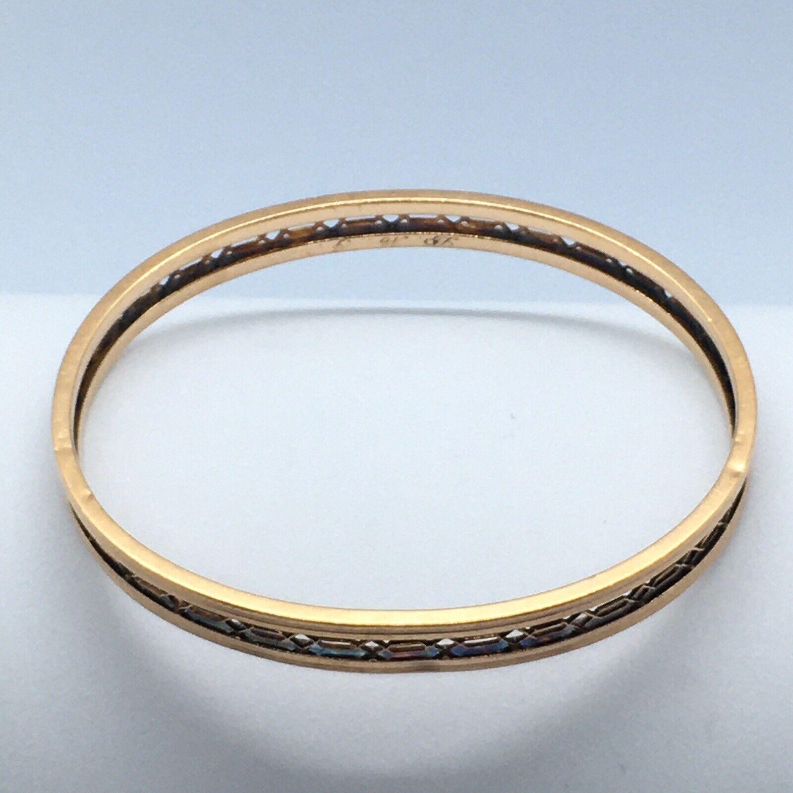 Women's 14k Yellow Gold Art Deco Handmade Filigree Bangle Bracelet American circa 1930s For Sale