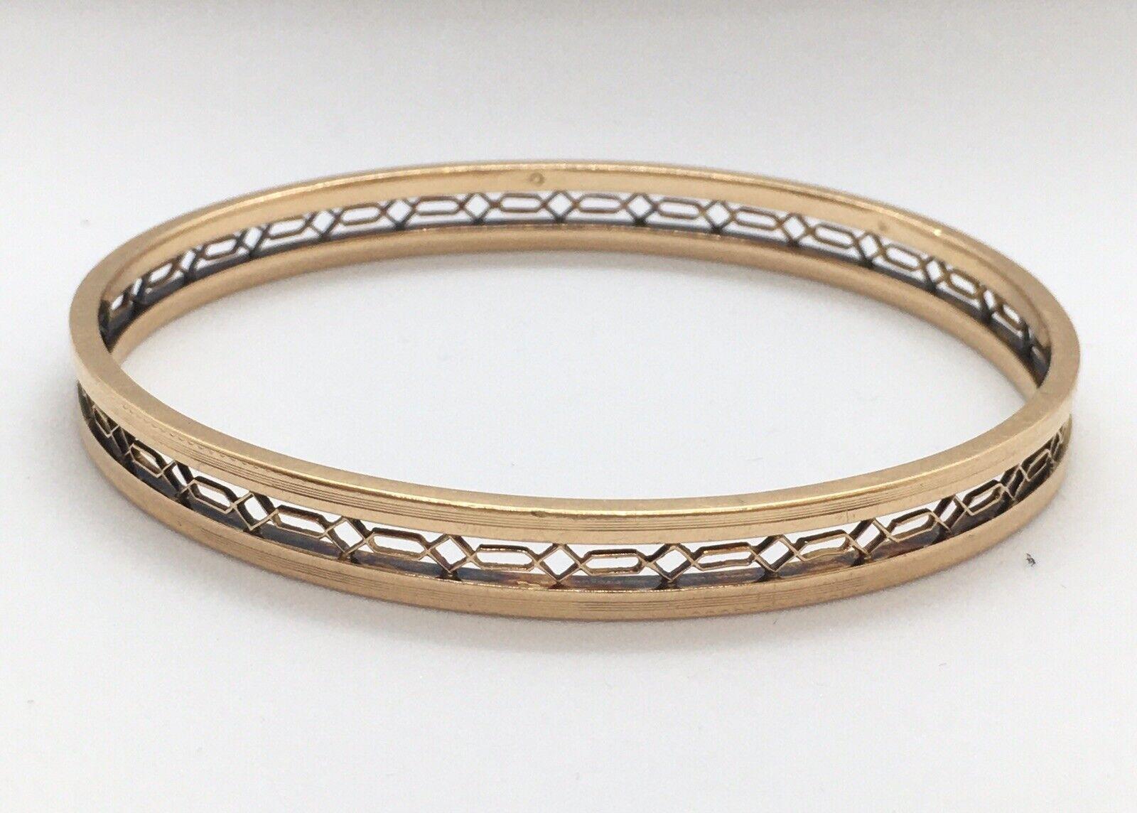 14k Yellow Gold Art Deco Handmade Filigree Bangle Bracelet American circa 1930s For Sale 3