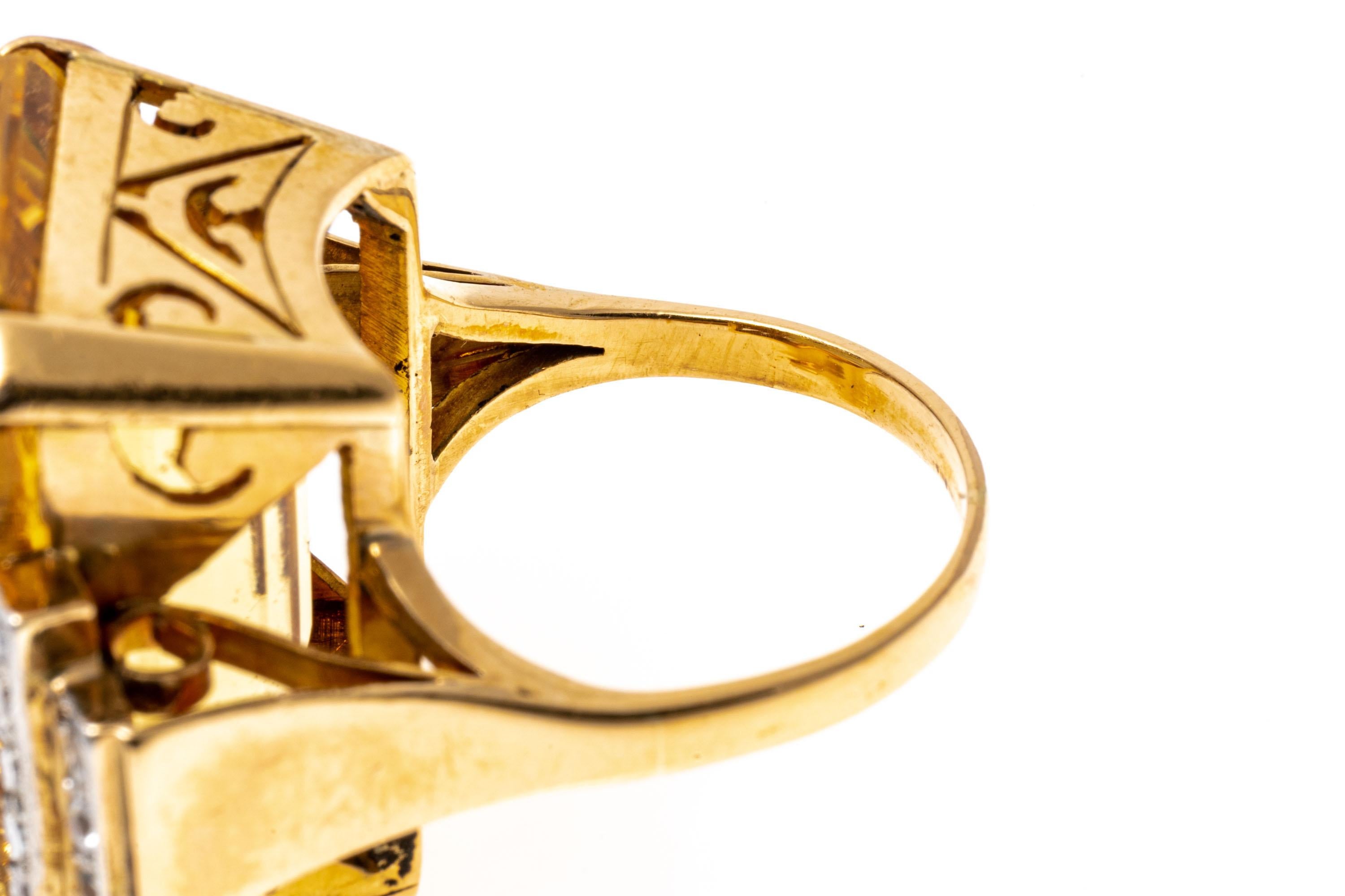 14 Karat Gelbgold Art Deco Stil Citrin 'App. 27,83 Karat' und Diamantring (Retro)