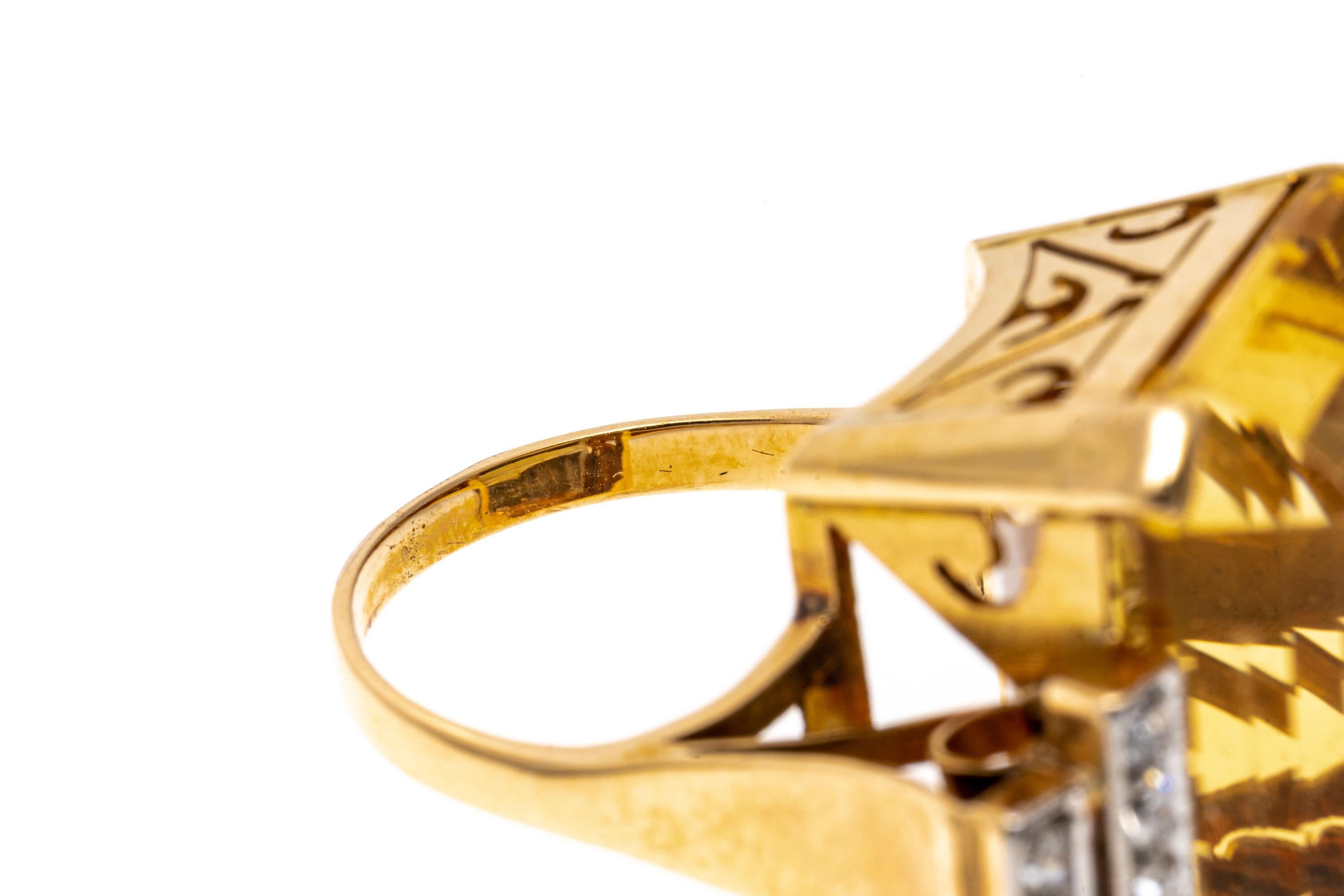 14 Karat Gelbgold Art Deco Stil Citrin 'App. 27,83 Karat' und Diamantring 1