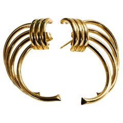 14k Yellow Gold Art Deco Swirl Style Earrings - 3 Grams