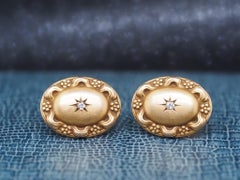 14K Yellow Gold Art Nouveau Old Mine Diamond Cufflinks