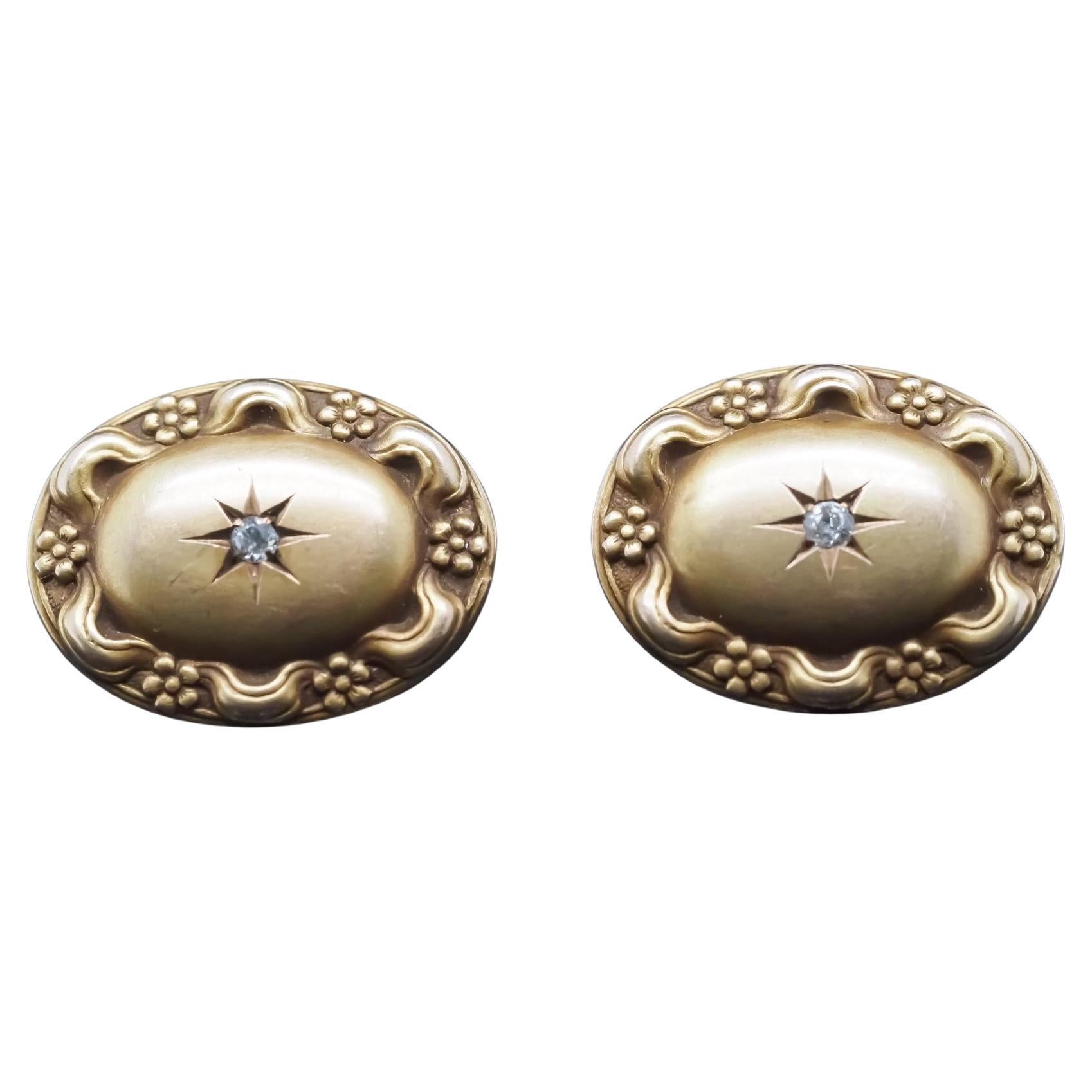 Gemelli in oro giallo 14K Art Nouveau Diamonds Mine