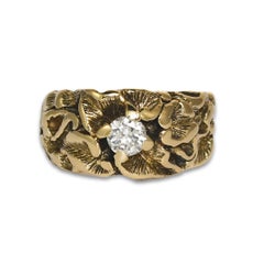 Vintage 14K Yellow Gold Art Nouveau Style Diamond Ring 0.33ct