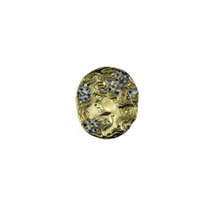 14K Yellow Gold Art Noveau Enamel Seed Pearl & Diamond Ring Size 7.5 #20024