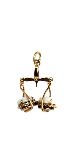 14K Gelbgold Articulaing Waage Charme mit Opal Gewichte #24375