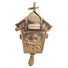 Used 14K Yellow Gold Articulated Cuckoo Clock Charm #17606