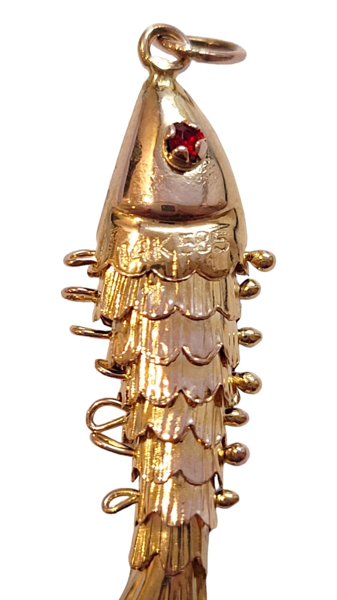 14k Yellow Gold Articulated Fish Charm #18348 3