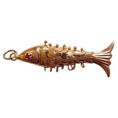 14k Yellow Gold Articulated Fish Charm #18348