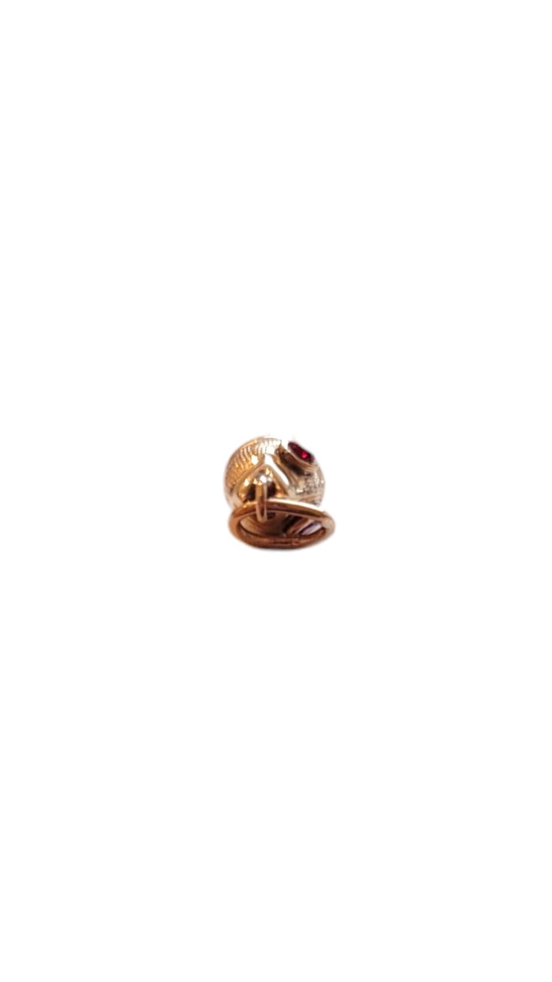 Women's 14K Yellow Gold Articulated Fish Charm Red Eyes #18336