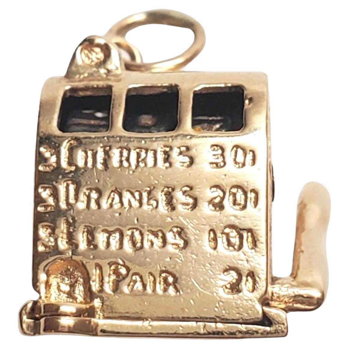 14K Yellow Gold Articulated Slot Machine Charm #17607