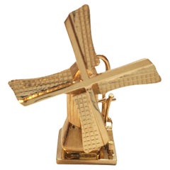 Breloque moulin à vent articulé en or jaune 14 carats n° 17201