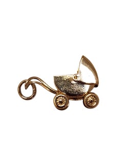 14K Yellow Gold Articulating Baby Carriage Charm #25624