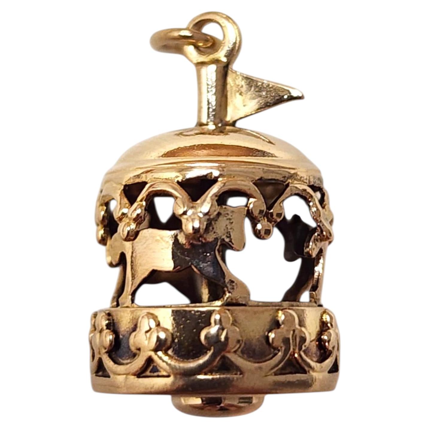 14K Yellow Gold Articulating Carousel Charm #25629