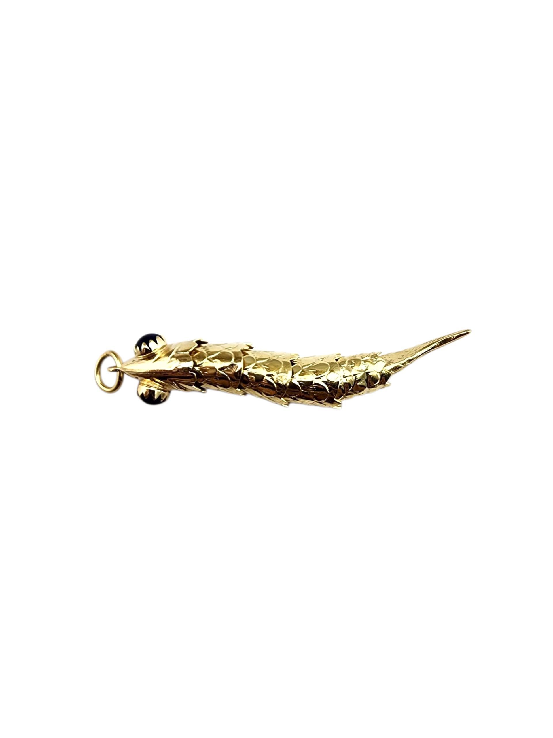 Colgante de pez articulado de oro amarillo de 14 quilates #22409 Corte redondo en venta