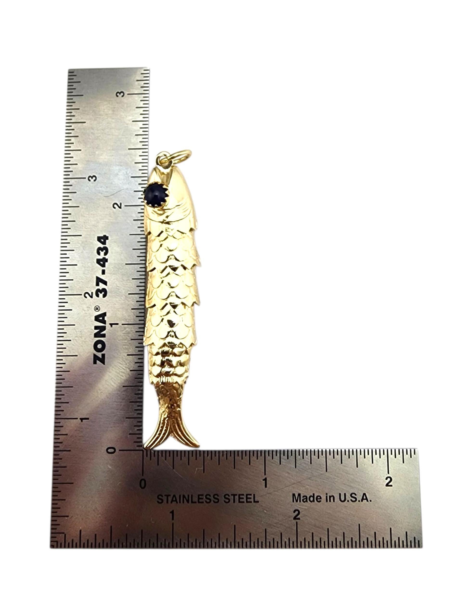 Colgante de pez articulado de oro amarillo de 14 quilates #22409 en venta 2