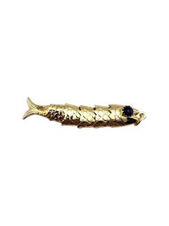 Colgante de pez articulado de oro amarillo de 14 quilates #22409