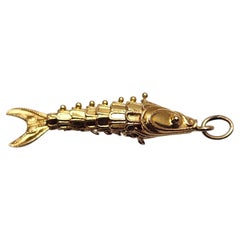 14K Yellow Gold Articulating Fish Pendant #25660