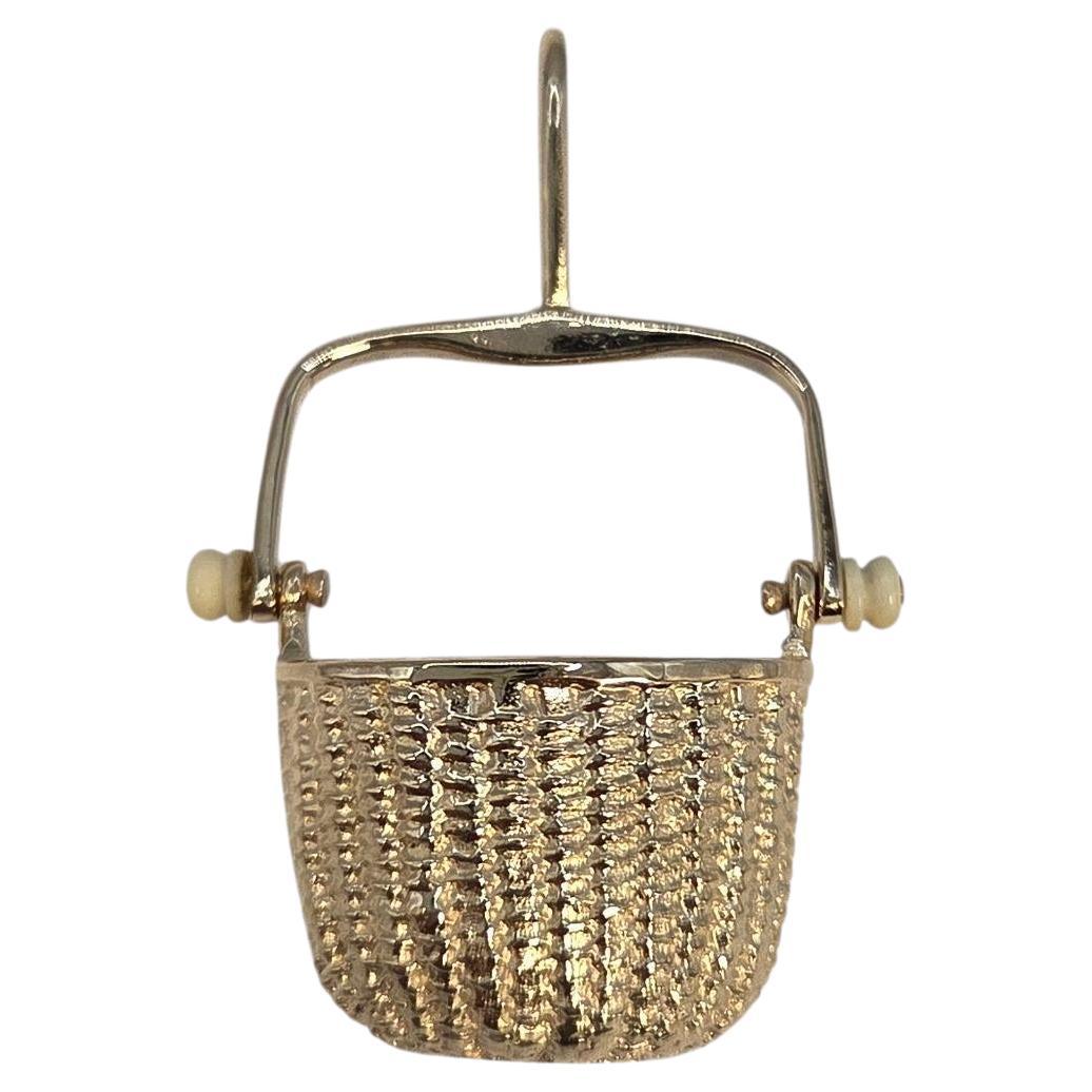 14K Yellow Gold Articulating Open Nantucket Basket Pendant #23892