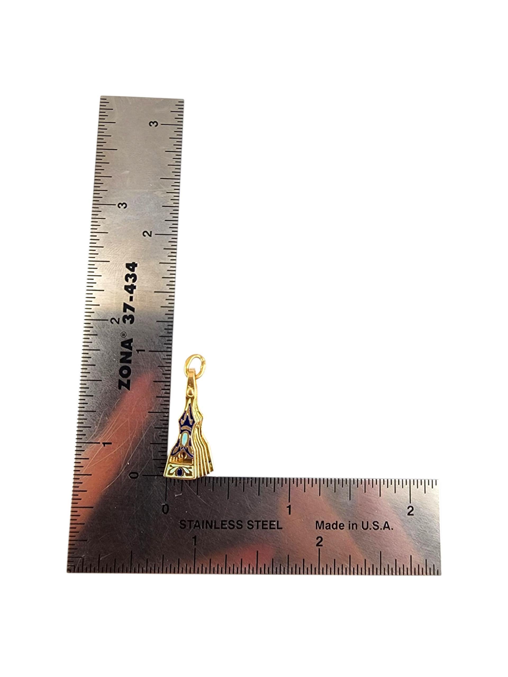 14K Yellow Gold Articulating Oriental Hand Fan Charm #22503 For Sale 3