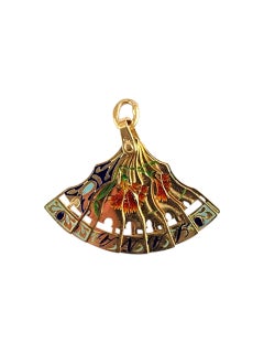 14K Yellow Gold Articulating Oriental Hand Fan Charm #22503
