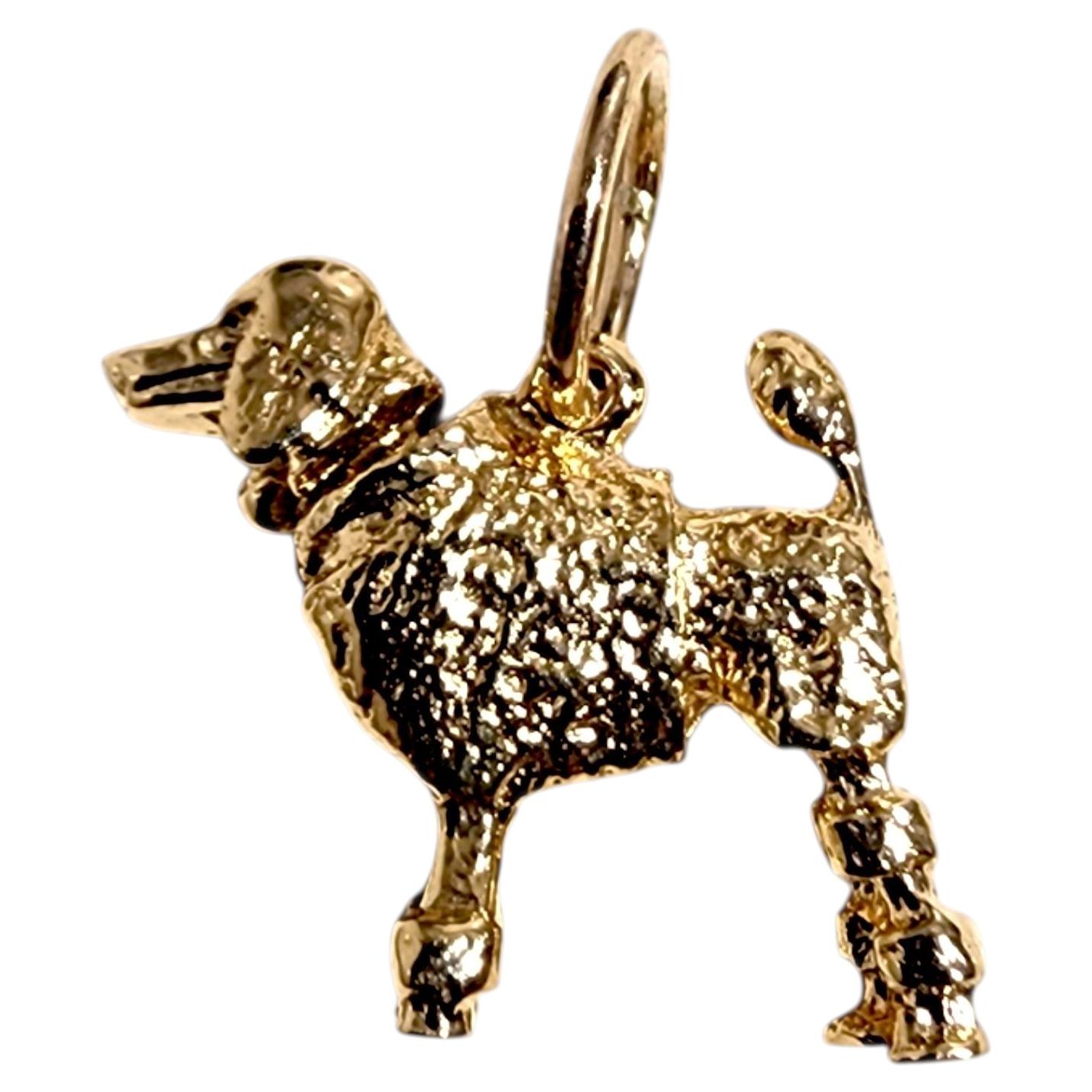 14K Yellow Gold Articulating Poodle Charm #25559 For Sale