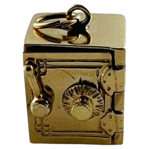 14K Yellow Gold Articulating Safe Charm #16790 For Sale