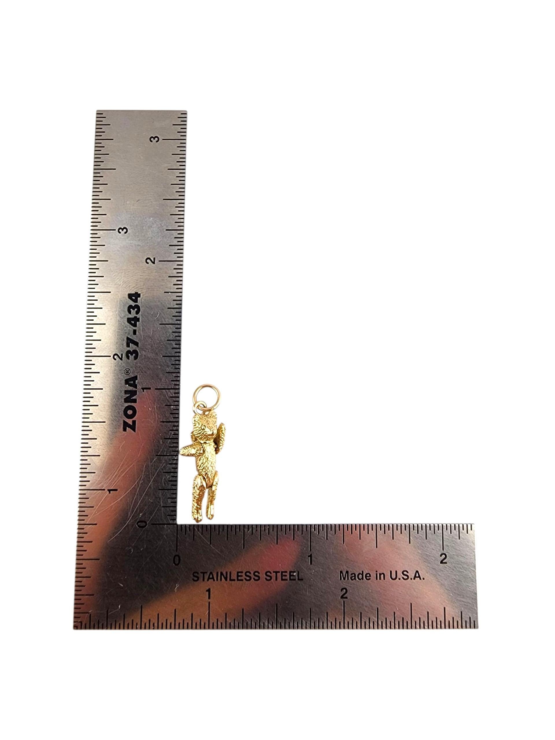 14K Yellow Gold Articulating Teddy Bear Charm #22515 For Sale 1