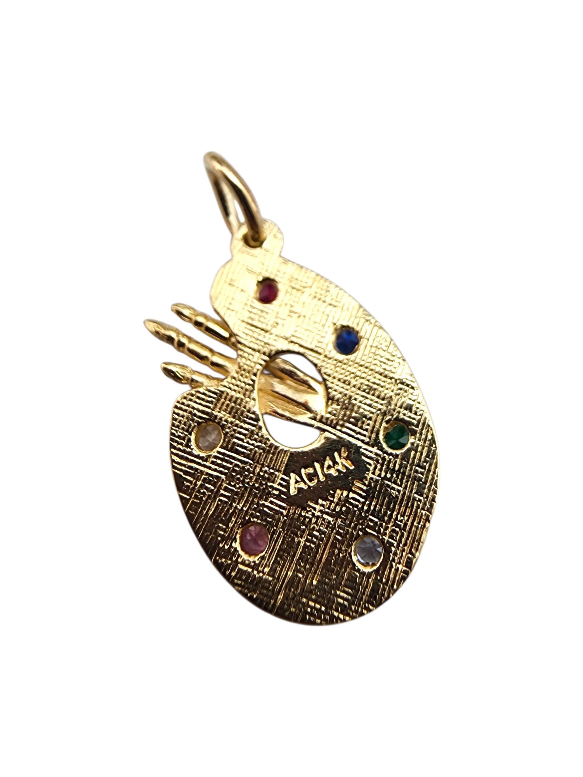 Women's 14K Yellow Gold Artist Pallet Charm #22411 For Sale
