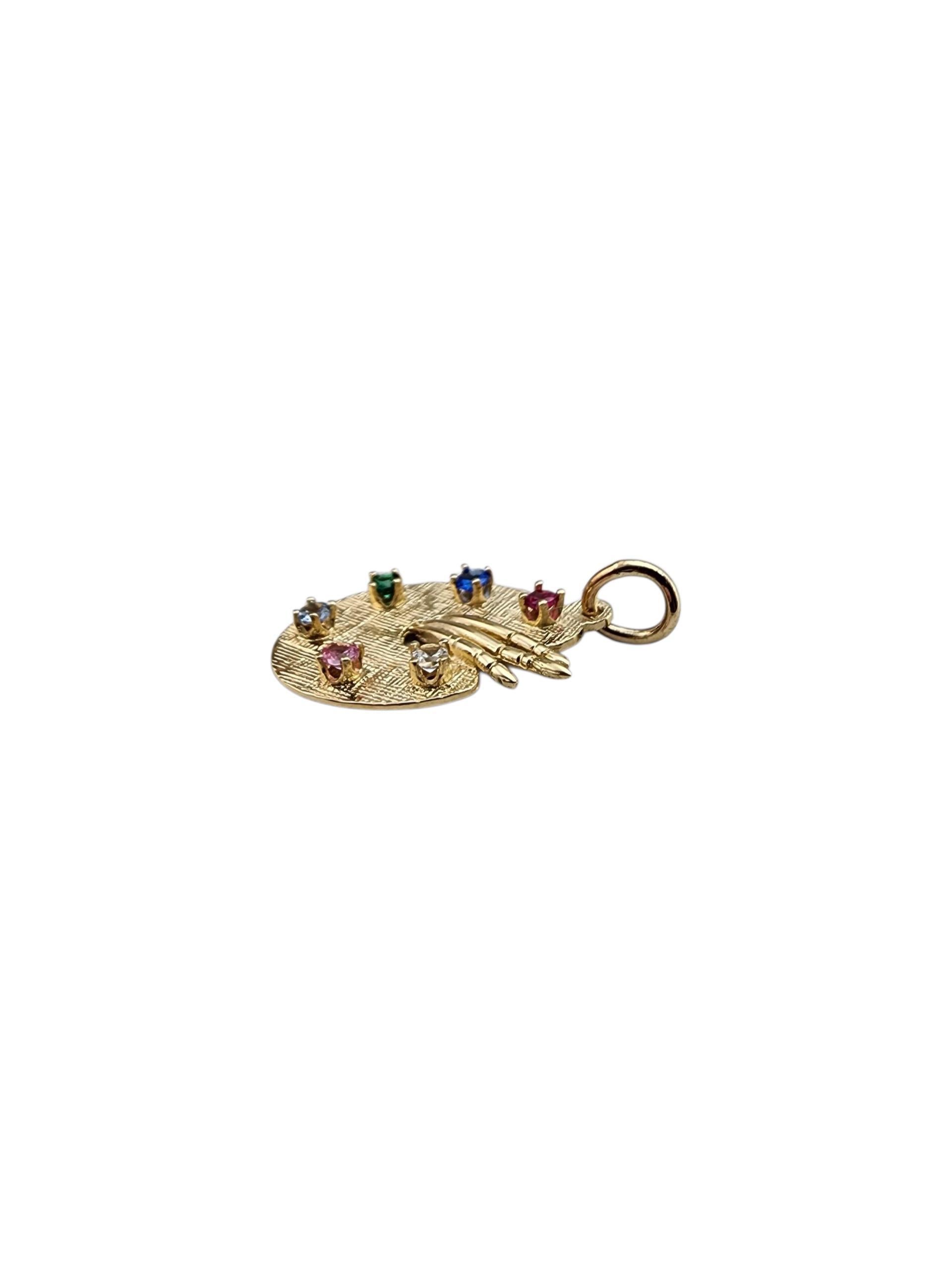 14K Yellow Gold Artist Pallet Charm #22411 For Sale 3