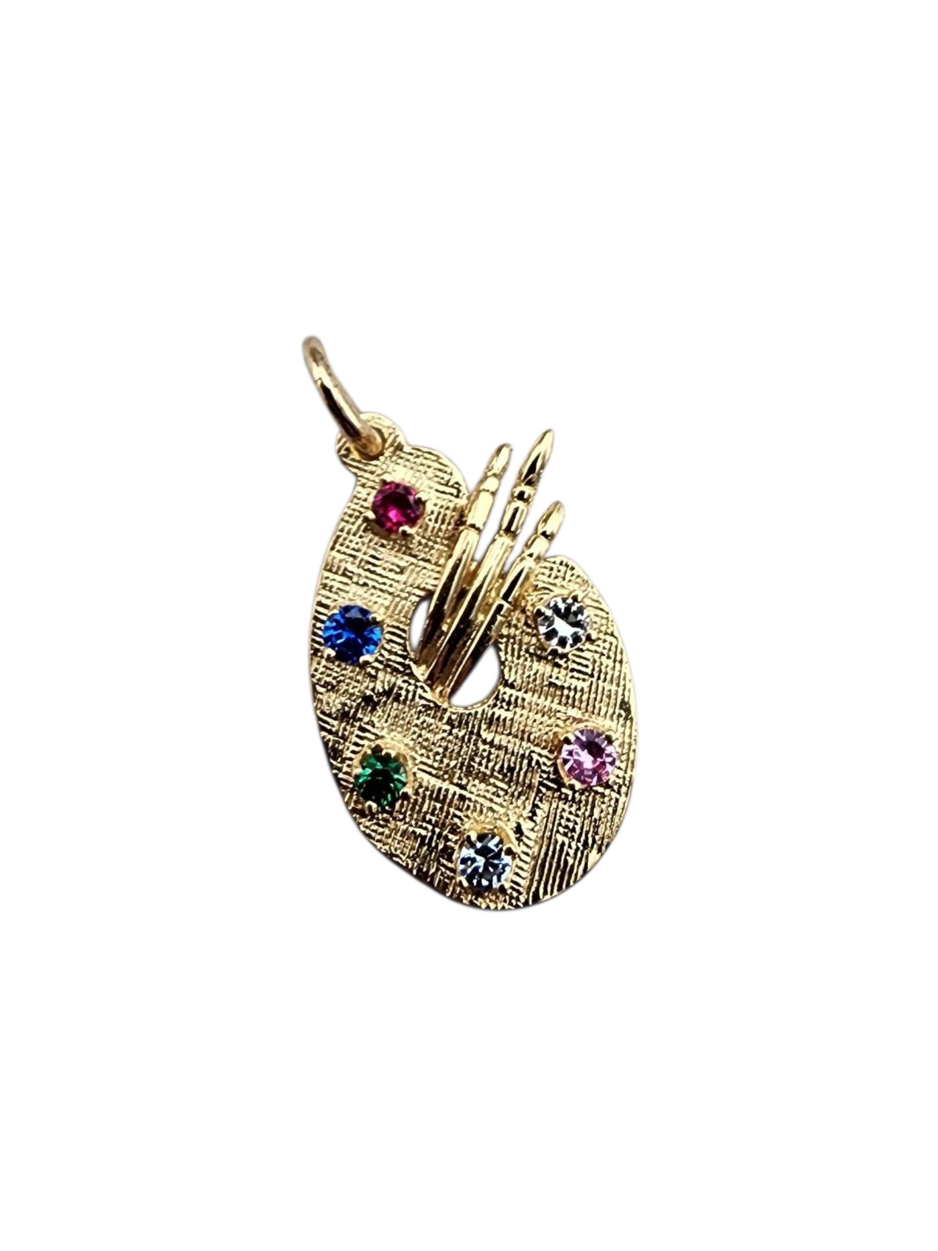 14K Yellow Gold Artist Pallet Charm #22411 For Sale