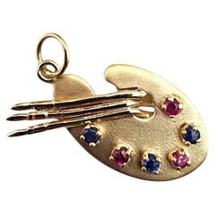 14K Yellow Gold Artist Pallet Pendant #22410
